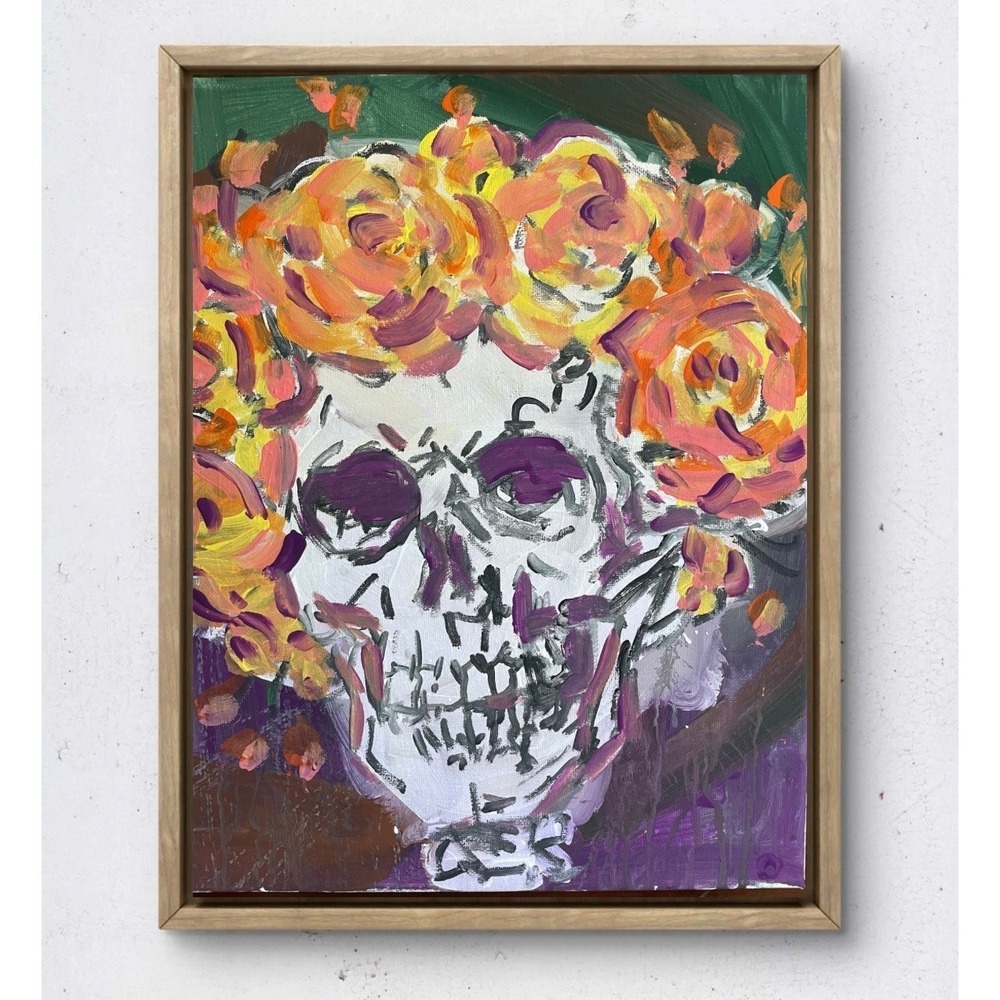 Oman Hosea Original 11x14 Neo Expressionist Grateful Dead Skull Canvas Painting